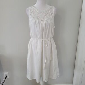 Knox Rose Womens Midi Dress XX LARGE Cottagecore Boho Feminine Lace Summer White